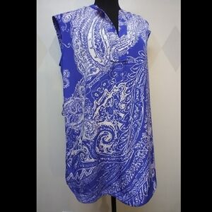 Liz Claiborne blue boho paisley bandana look top